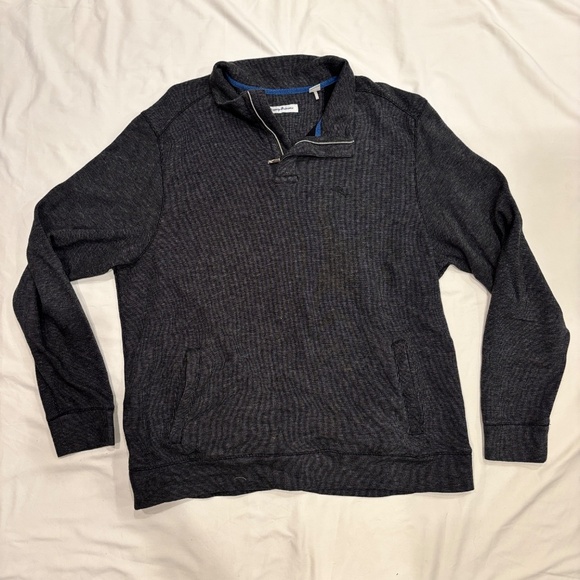 Tommy Bahama Mens Quarter Zip Fleece Pullover Dark Gray XL TG - Picture 5 of 7